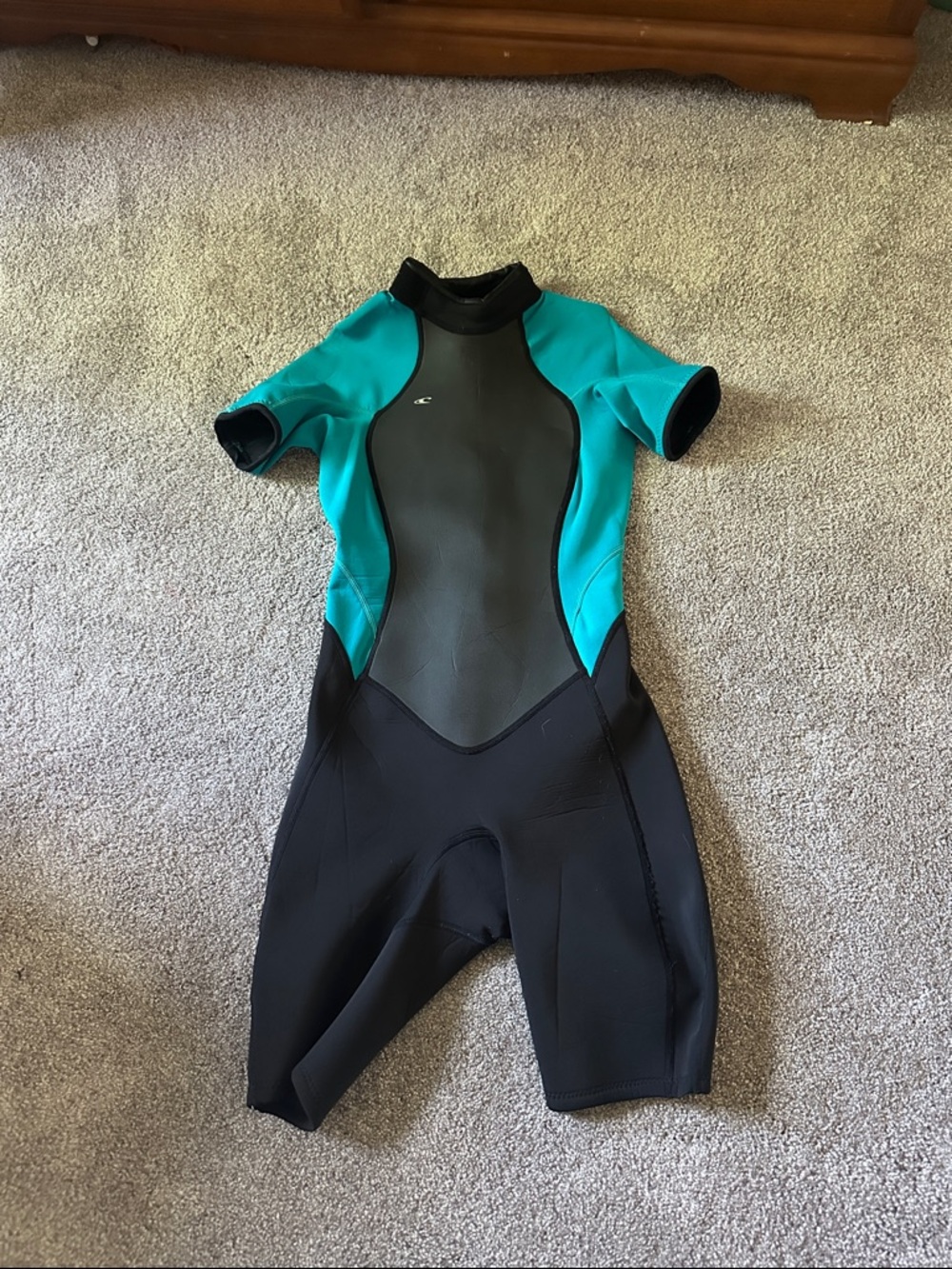 O'Neill Women's Short Sleeve Wetsuit in Teal and Black